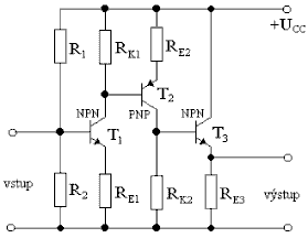 Zosilova s tranzistormi NPN-PNP